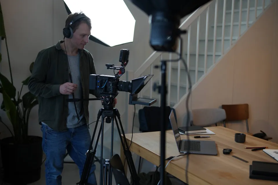 Camera operator in studio