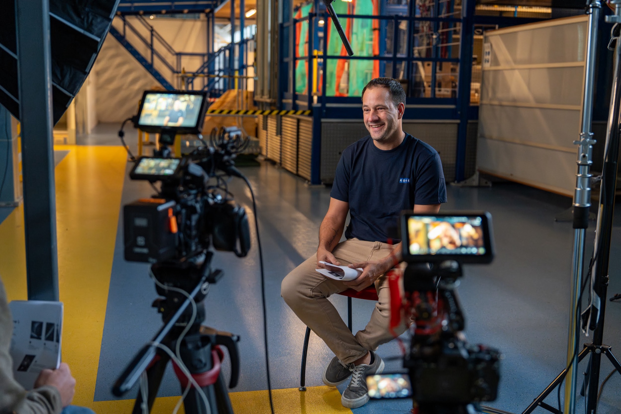 KONE Safety Video: interview-shoot in productiehal