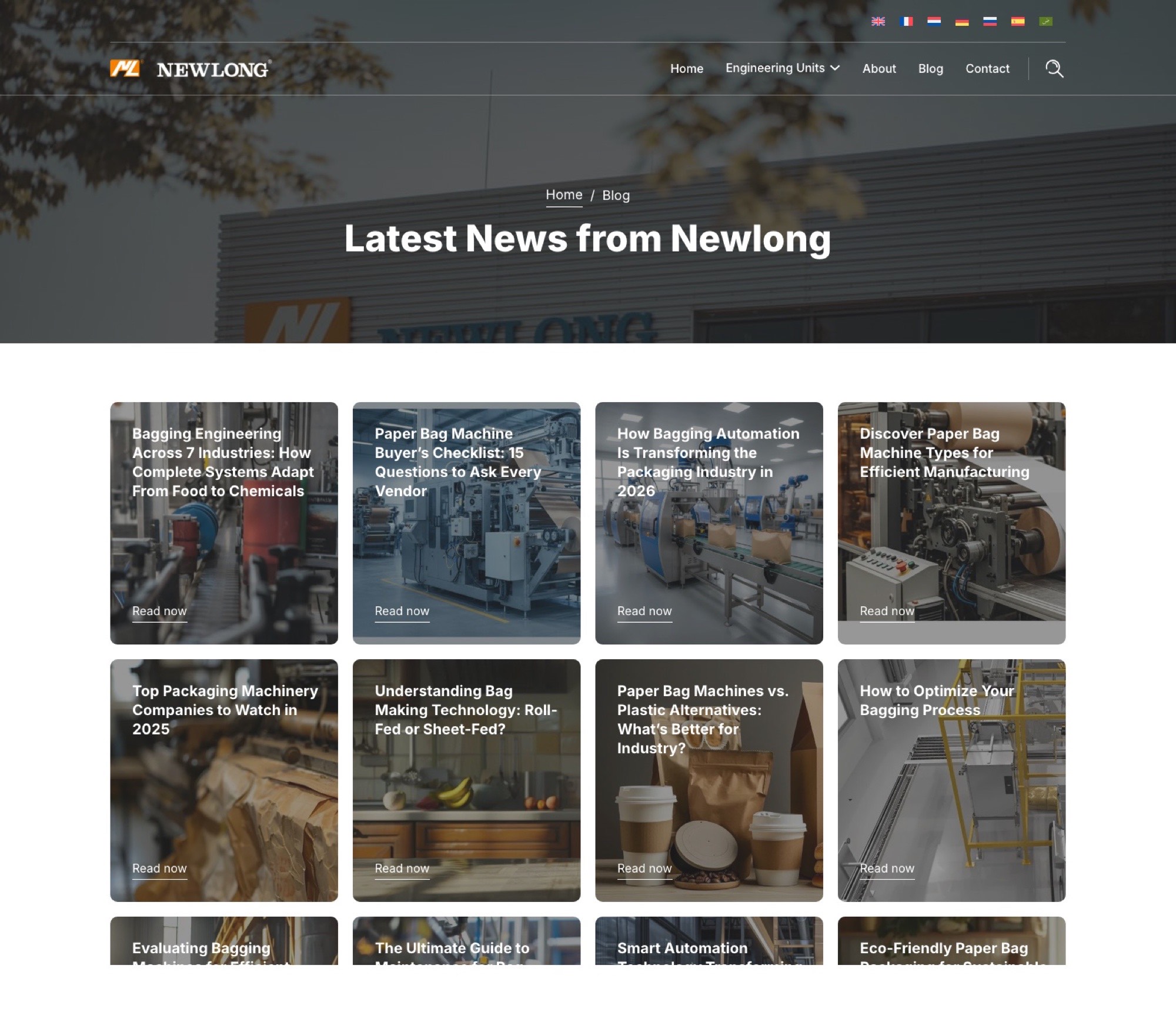 Newlong blog: Latest News from Newlong met 12 SEO-artikelen over packaging machinery, automation en sustainability